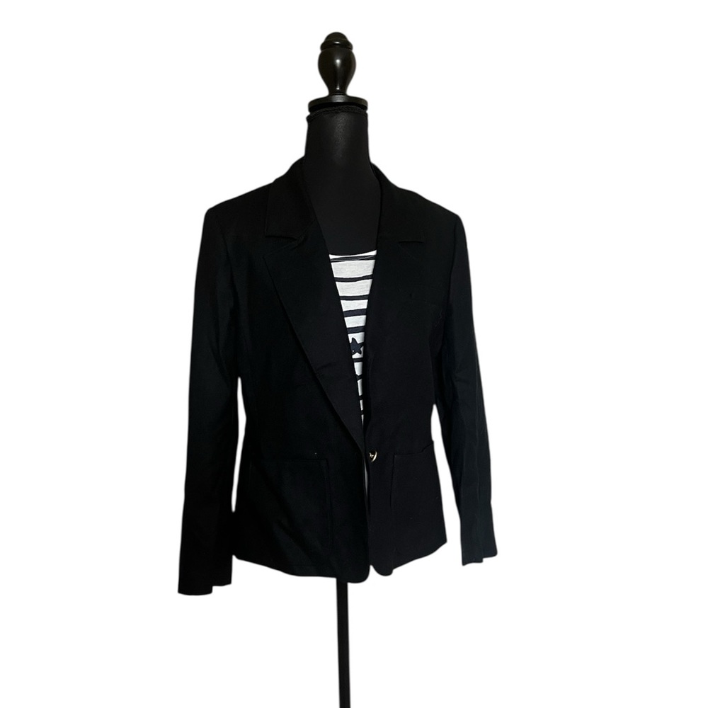 Pendelton Classic Black Wool Single Gold Button Women's Blazer size 12